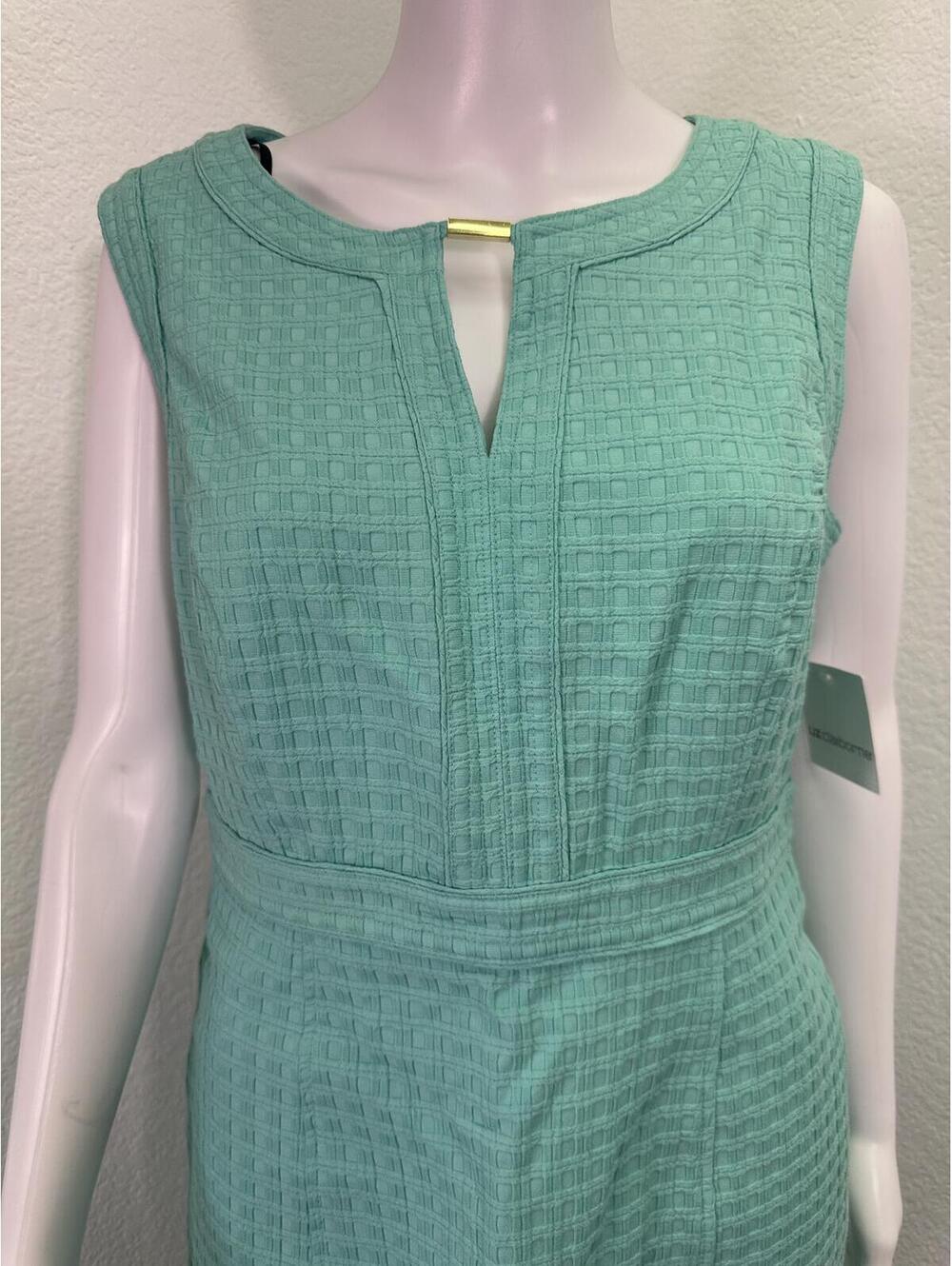 Sz 8 New Liz Claiborne Pool Blue Textured Sheath Dress Office Career Corpcor - Picture 7 of 7